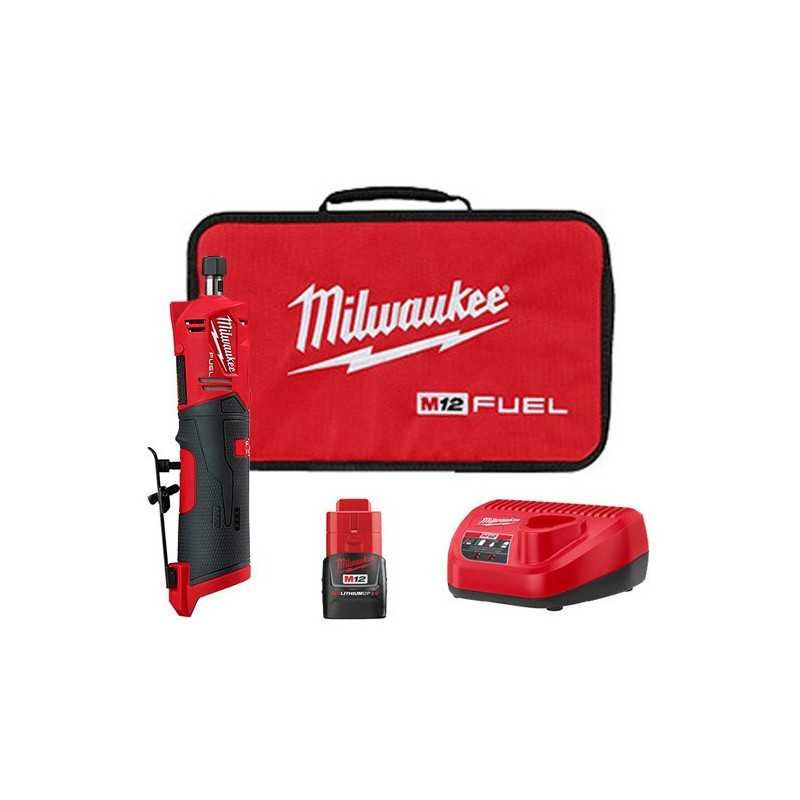 Rectificadora Recta M12 Milwaukee 2486-22 Kit 2 Bat.
