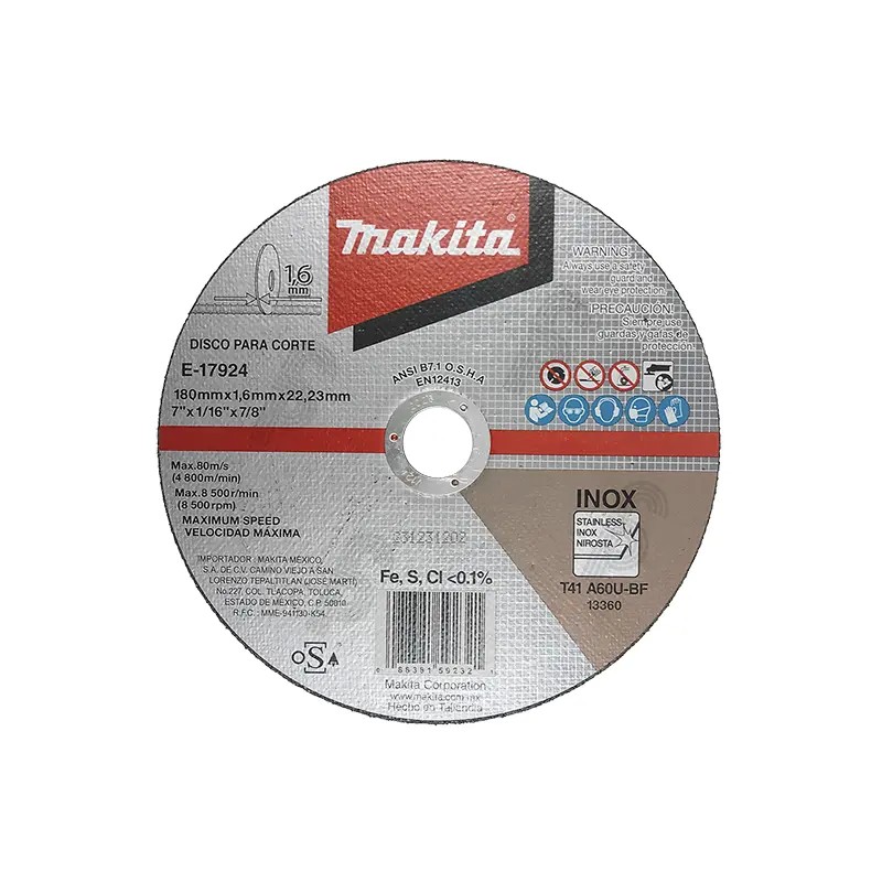 Disco para corte de Acero Inoxidable. 7" Makita E-17924