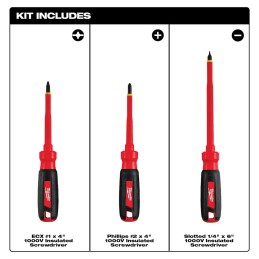 Desarmadores Insulados 1,000 V 3 piezas MILWAUKEE 48222202