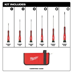 Desarmadores de Precisión Torx estuche 6 piezas MILWAUKEE 48222610