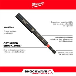 Puntas de Impacto 1" 6 piezas variado + Socket magnético 3" MILWAUKEE 48324515