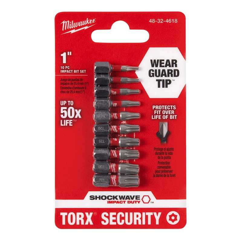 Puntas de Impacto torx de seguridad 1" 10 piezas variado MILWAUKEE 48324618