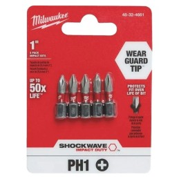 Puntas de Impacto phillips No1 x 1" 5 piezas MILWAUKEE 48324661