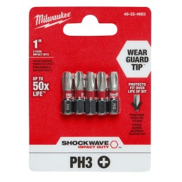 Puntas De Impacto Phillips 3 X 1" 5 Piezas MILWAUKEE AMIL48324663