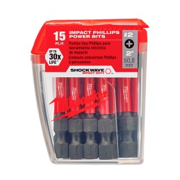 Puntas de Impacto phillips No2 x 2" bote 15 piezas MILWAUKEE 48325004