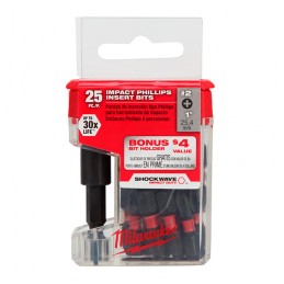 Puntas de Impacto phillips No2 x 1" bote 25 piezas + Socket MILWAUKEE 48325009