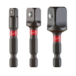 Puntas adaptador hexagonales para dados 3 piezas 1/4", 3/8",1/2" MILWAUKEE 48325033