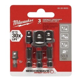 Puntas adaptador hexagonales para dados 3 piezas 1/4", 3/8",1/2" MILWAUKEE 48325033