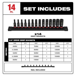 SHOCKWAVE Impact Duty 1/4 Drive Metric Deep 6 Point Socket Set ( AMIL49667003