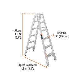 Escalera de tijera doble, tipo ll, 5 escalones, Truper 10496