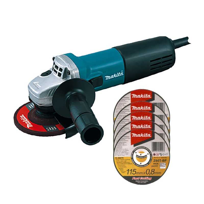 Esmeriladora Angular 4-1/2" 10,000 rpm 710 W + 5 Discos B48670 Makita 9554HNG