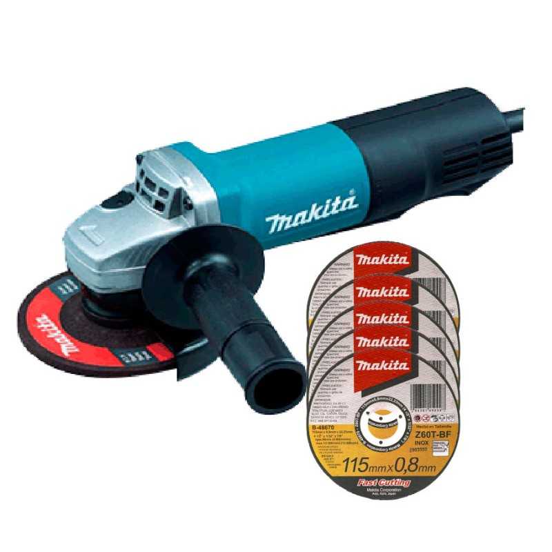 Esmeriladora Angular 4-1/2" 840 W + 5 discos B48670 Makita 9557HPYG