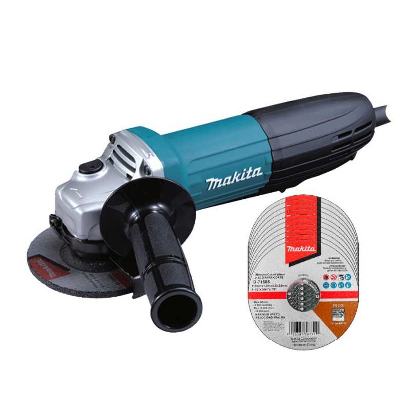 Esmeriladora Angular 4-1/2" 720 W + 10 Discos D71685 Makita GA4534