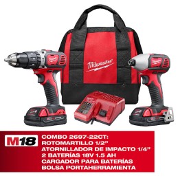 Combo Rotomartillo + Atornillador 18 V + Caja PACKOUT