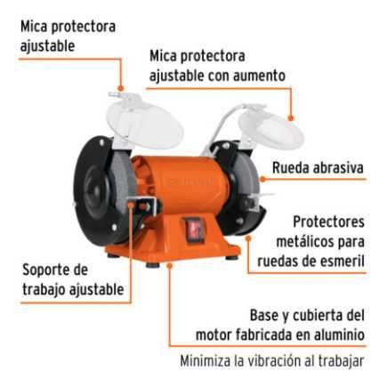 Esmeril de Banco 5" 185 W 3,450 rpm TRUPER EBA-5