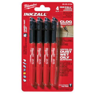 Marcadores líquidos Inkzall punta fina negro 4 piezas MILWAUKEE 48223104