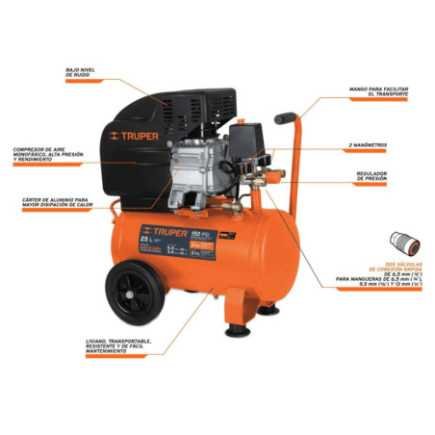 Compresor Horizontal, 25 L, 3-1/2" Hp (Potencia Máx), 127 V