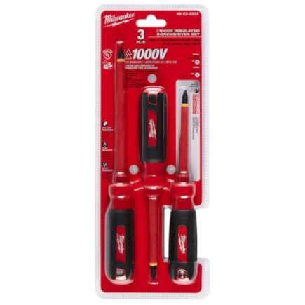 Desarmadores Insulados 1,000 V 3 piezas MILWAUKEE 48222202