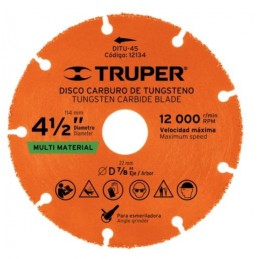 Disco de carburo de Tungsteno 4-1/2", multiusos 12134 TRUP-12134 TRUPER