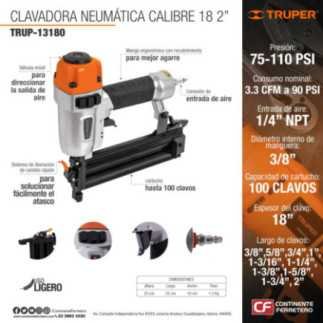 Clavadora neumática calibre 18 TRUPER 13180