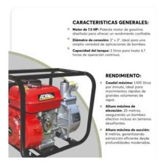 ADIR 126 Motobomba Autocebante 7.5 HP 3X3