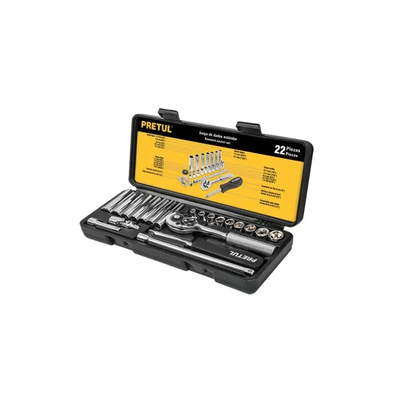 Autocle Cuadro 1/4" 22 Piezas Standard Pretul 23981