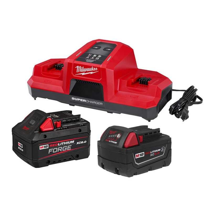 Combo super cargador + batería M18 FORGE 8 Ah + batería M18 5 Ah Milwaukee