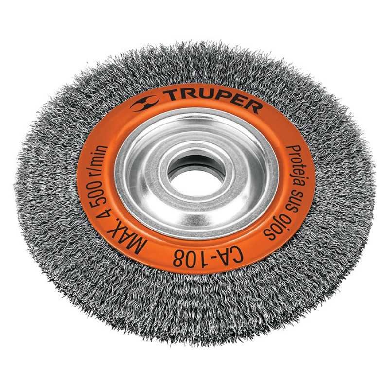 Carda alambre ondulado 8' x 1' para esmeril, Truper