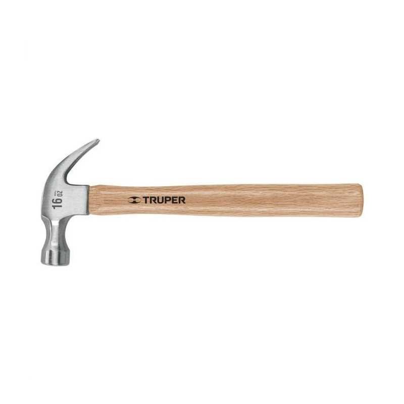 Martillo uña curva 16 oz pulido mango de madera TRUPER 16752