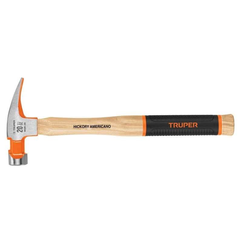 Martillo uña recta 20 oz pulido mango hickory con grip TRUPER 16660