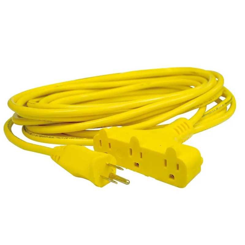 Extensión eléctrica tipo abanico uso rudo aterrizada color amarillo, 8 m 136050