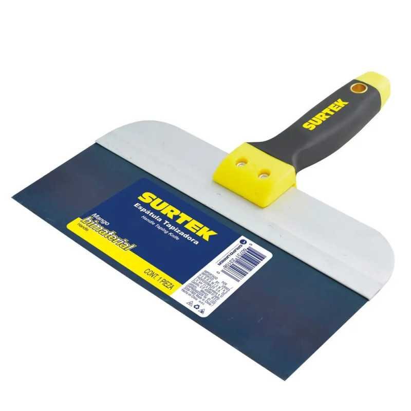 Espatula tapizadora de acero alto carbón con mango bimaterial 10" SURTEK 123110