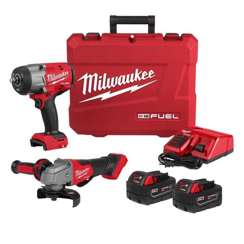 Combo Llave de impacto + esmeriladora + 2 baterías 18 V 5 A