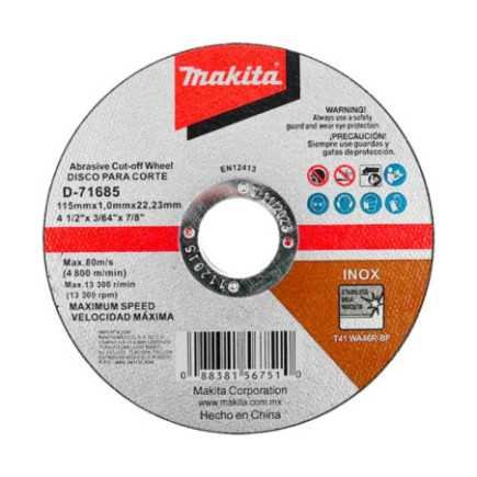 Discos Abrasivos Para Corte 4-1/2" X 3/64" X 7/8" 50 piezas MAKITA D71685 kit