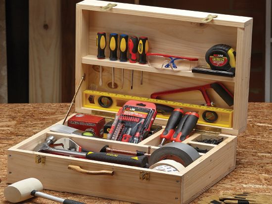 caja de herramientas de madera
